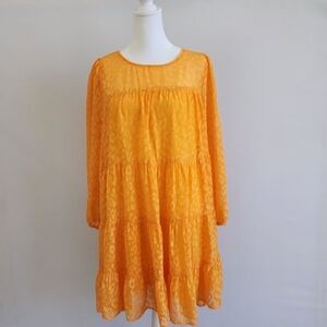 Ryan Michelle Orange Summer Baby Doll Dress Sz Medium NWOT Farm Rio Boho Mini